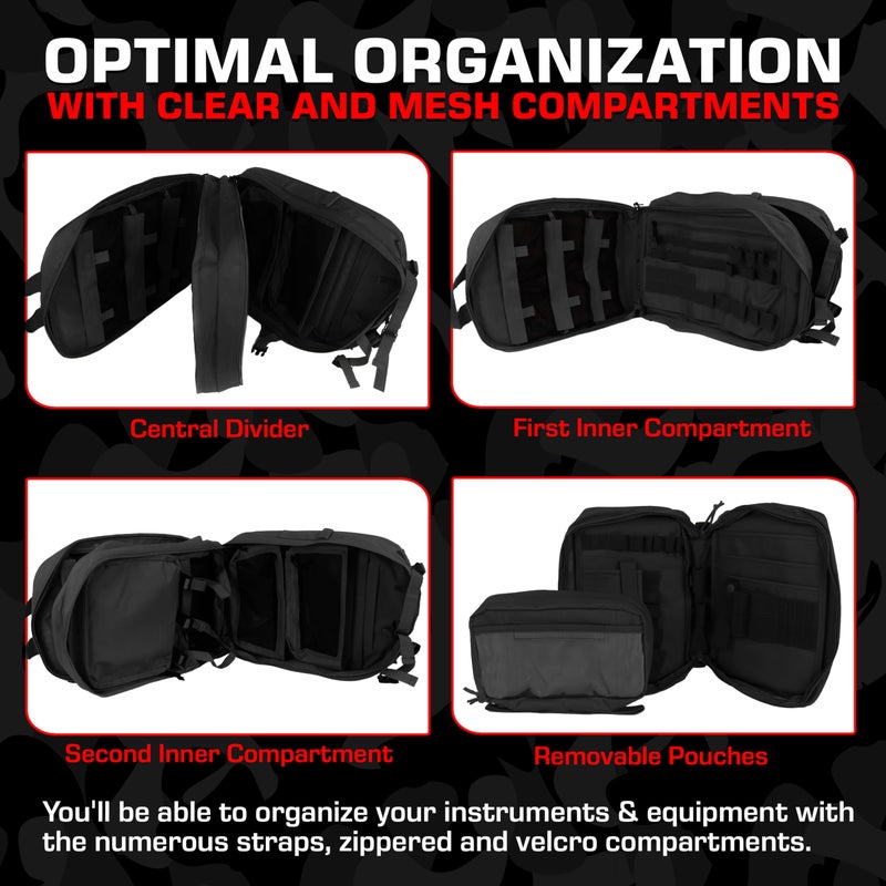 MediTac Deluxe Special Ops Tactical Field Medical Stomp Pack - Largest Backpack for all Gear & Equipment - Black - Image 4